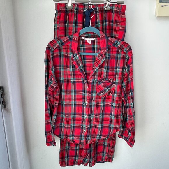 Victoria Secret Pajamas Tartan Checkered Red Size XS - Picture 1 of 9